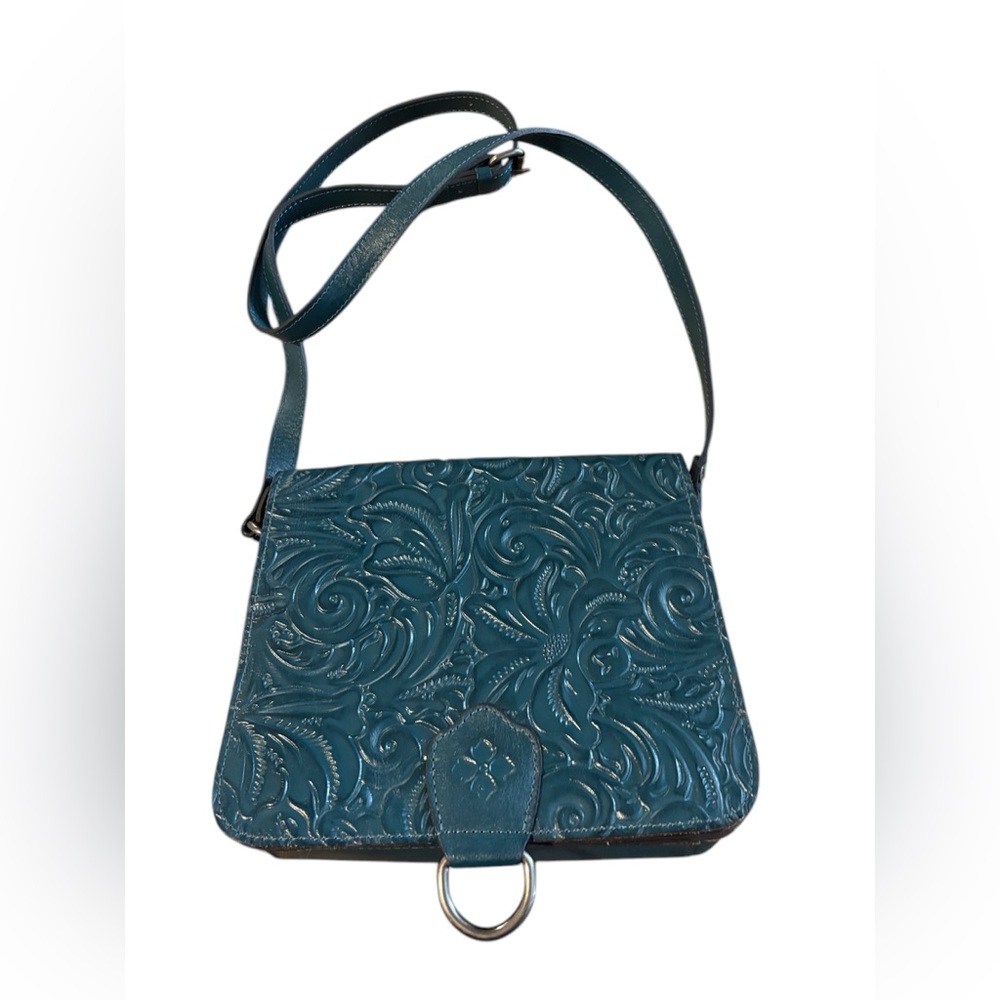 Patricia Nash Elegant Teal Embossed Ilina  Shoulder Bag